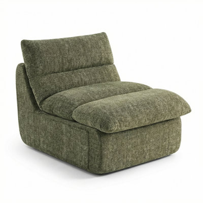 Armless Chenille Giant Bean Bag Chair 32" Extra Large Floor Lounger with Removable Cushion and High-Resiliency Support by Trule