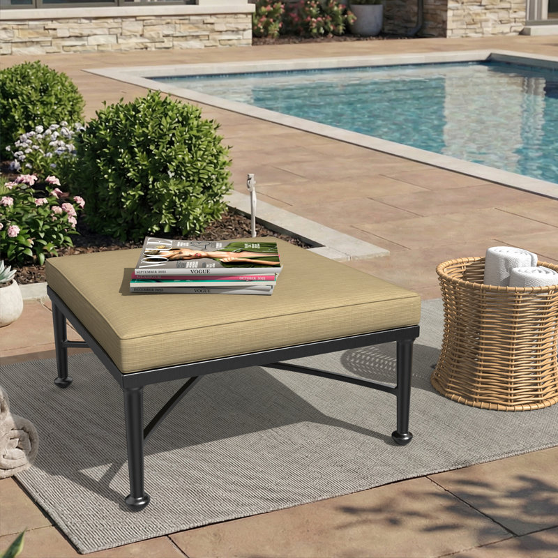 Sunbrella® Outdoor Ottoman Seat Cushion, 20" W x 22" D, Canvas Fern