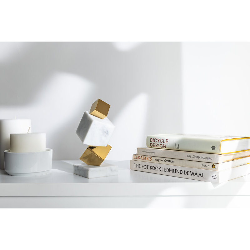 ANNA New York Torre Handmade Abstract Figurines & Sculptures, White/Gold