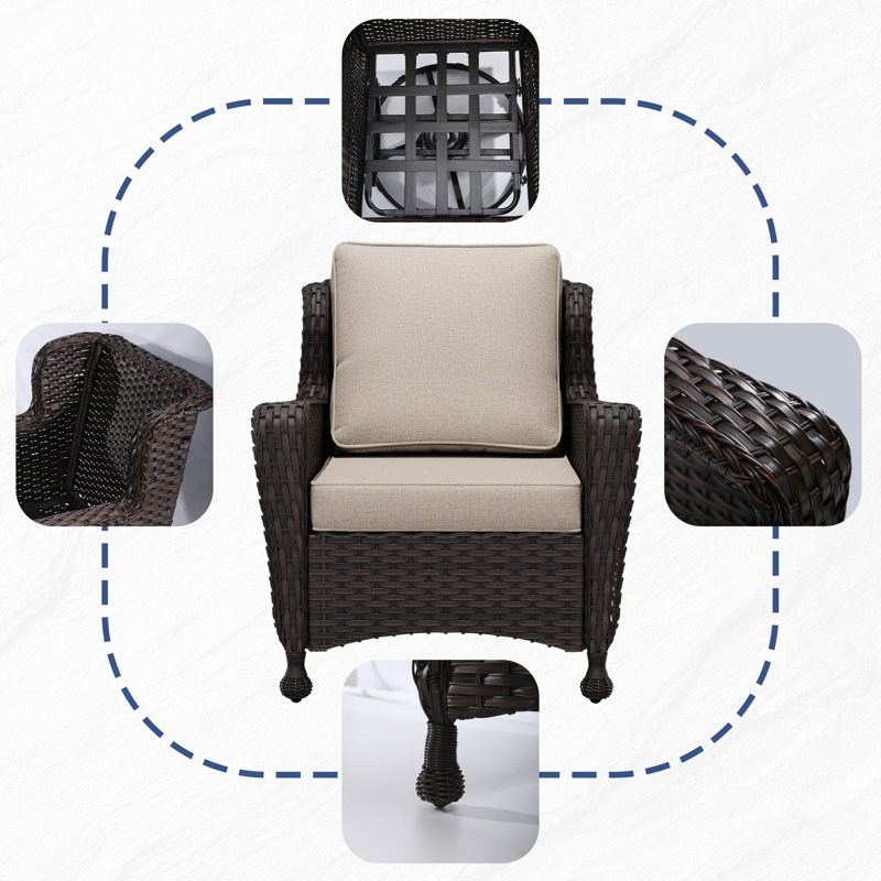 5-Piece Wicker Outdoor Patio Armrest Set, Beige