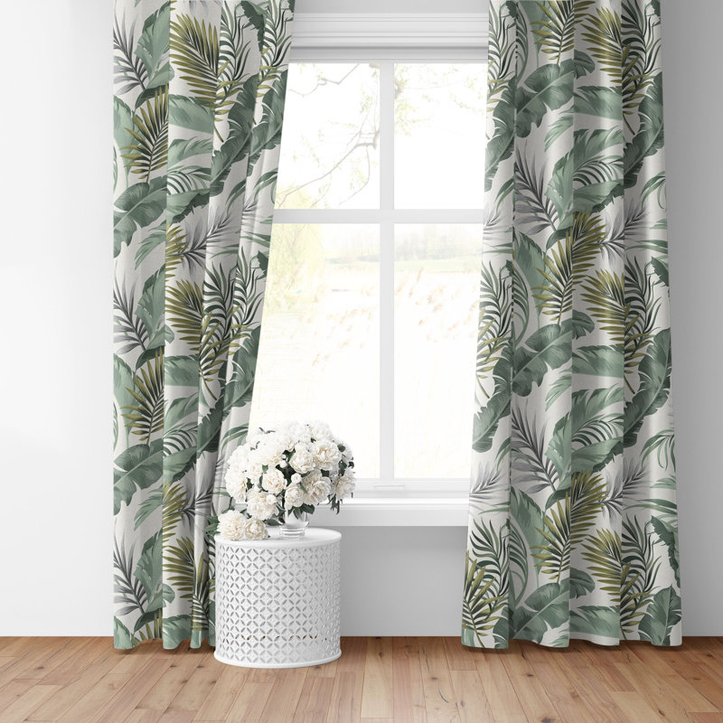 Frondosa  Seagrass Cotton Simple Top Pocket Drapery Panel Set of 2, 50" W  x 132" L