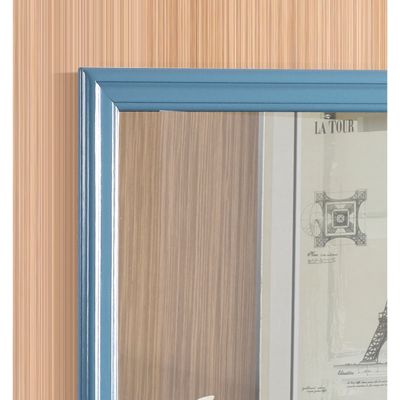 Miroir G3180-m en bleu sarcelle - verre bas pour des images transparentes et visibles, cadre en placage de bois, compatible transparent transparent sans équivoque