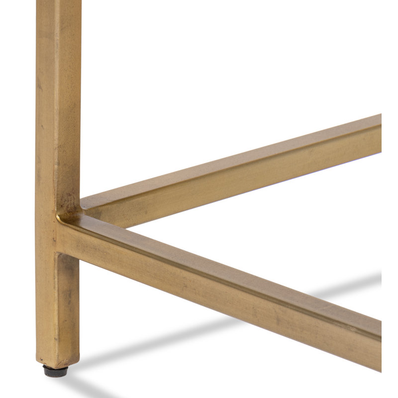 Christian Aged Brass and Glass Square Side Table