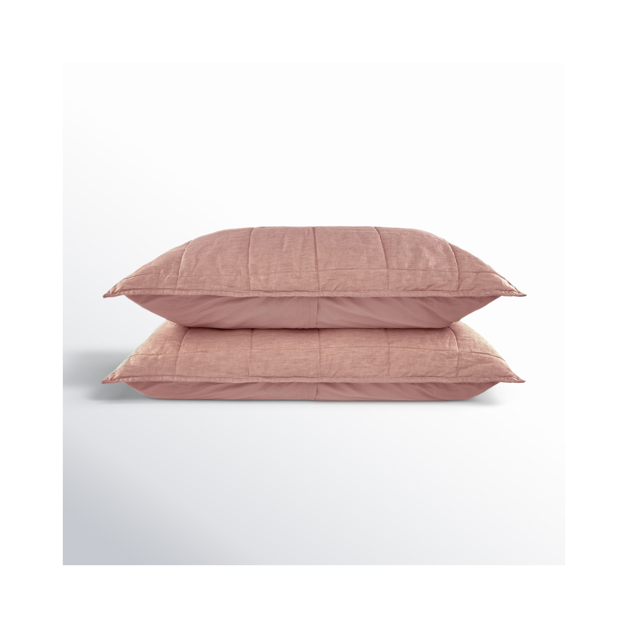 French Linen Box Stitch Quilted Sham Set, Clay, Queen