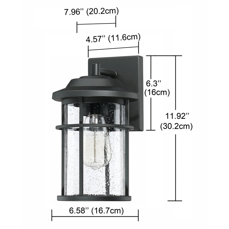 Applique murale d'extérieur en verre Schlesinger, H 11,92 po x l 6,58 po x P 7,96 po