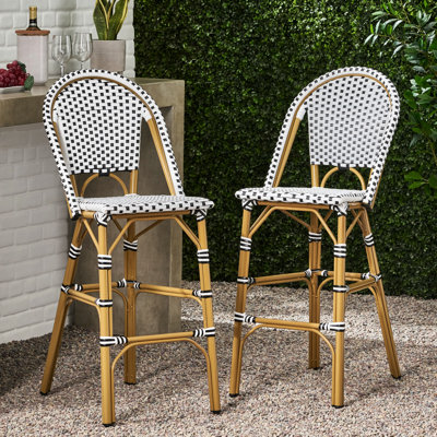Cadre en aluminium 29,5 po extérieur français, blanc et noir, aspect aluminium, idéal pour une impression inspirée de la détente, utilisation dans le jardin
