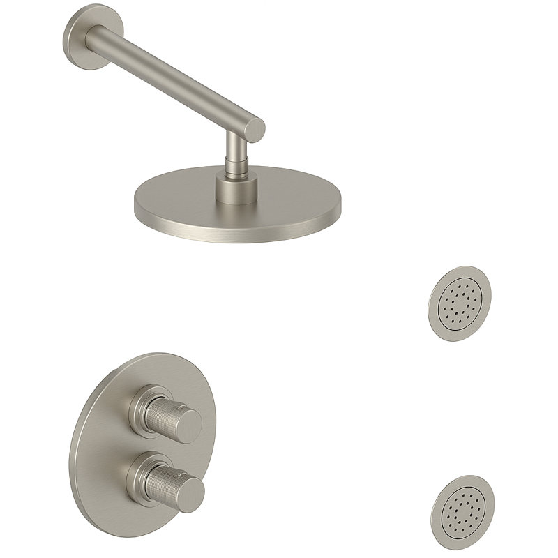 Agrippina Thermostatic Shower System with 2-Way Diverter, 8-Inch Rain Shower Head and Two Body Sprays, Valve Included