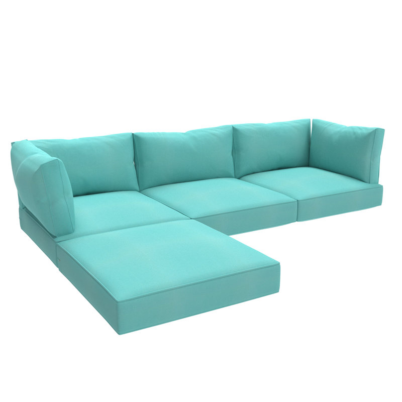 Sunbrella Outdoor Sectional Sofa Replacement Cushions Set, 5 Inch, Canvas Aruba