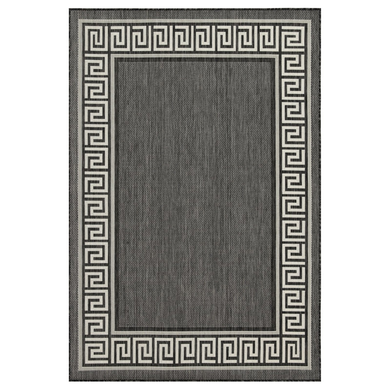 7 Ft. 10 In. X 3 Sunshine Gchar2002 Area Rug, Anthracite, Indoor-Outdoor, Beautiful Border, Polypropylene , Stain , , Made In Turkey Anthracite Rug In., Gchar2002, Indoor/Outdoor, Popular Ornament,