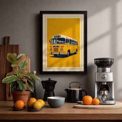 School Bus Number Six Retro - Framed Print