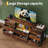  Modern Brown LED TV Stand Dresser with 8 Fabric Drawers - Steel Frame Media Console with Charging Station - Fits 65/70/75 Inch TVs - Bedroom & Living Room Storage Cabinet, Brown