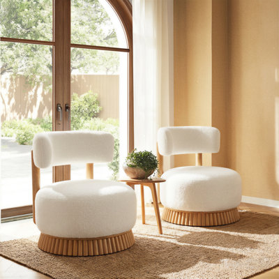 Ensemble de chaises de style campagnard moderne sans accoudoirs de 27,5 W, base en bois avec toit de chaume, sièges rembourrés confortables pour le salon ou la chambre à coucher