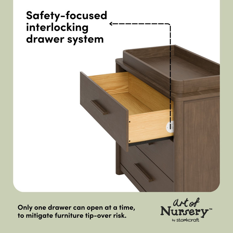 Malta 3 Drawer Chest With Removable Changing Topper, Hazelnut