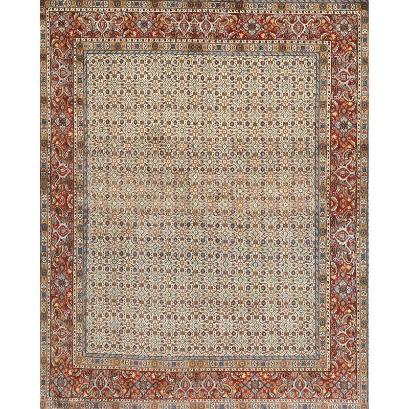 Tapis traditionnel brun / crème / gris Mustin, Rectangle 6 pi x 9 pi