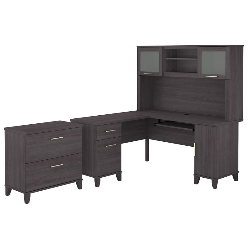 Magomed 3 Piece Computer Desk Office Set, Storm Gray