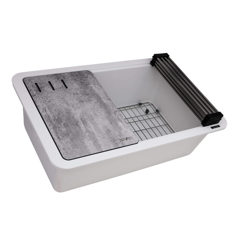 29.5'' L Double Bowl Granite Kitchen Sink, White