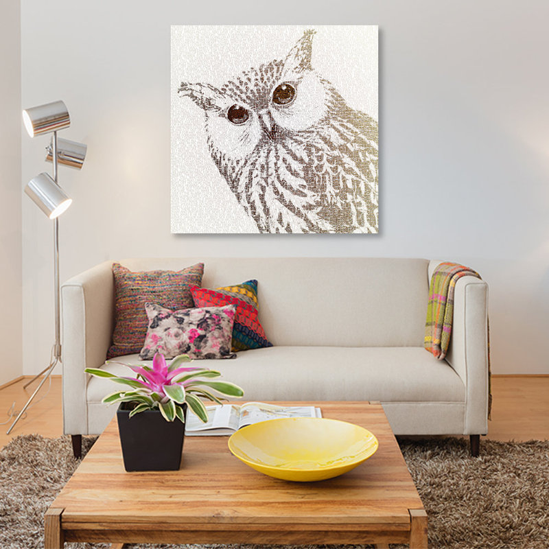 «The Intellectual Owl I», impression sur toile, H 12 po x l 12 po x P 1,5 po, Toile tendue, Pas de tapis