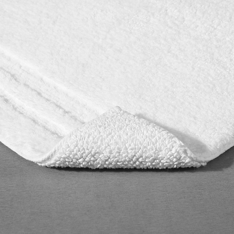 Eden Plush Pile Solid Reversible Cotton White 2 Piece Bath Rug Set, White