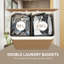  100L Laundry Basket with Lid, Washing Basket for Bathroom, Brown-2132228866