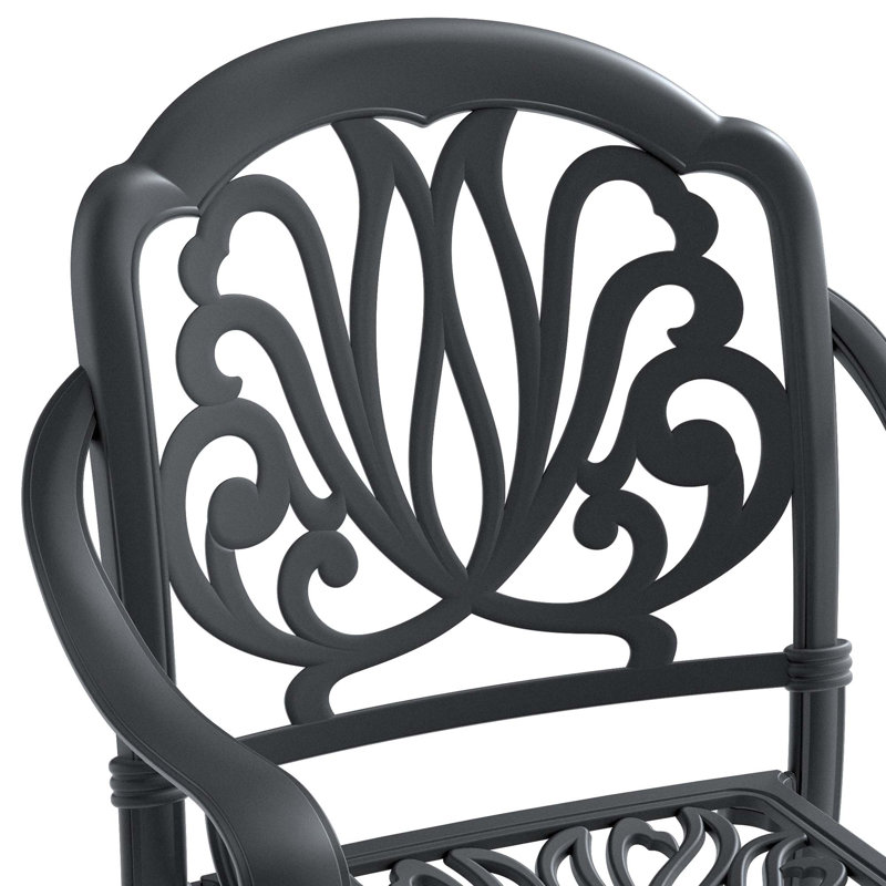 Ensemble de salle à manger 9 pièces en fonte d'aluminium toutes saisons comprenant 2 chaises pivotantes, 6 chaises et une table rectangulaire avec cadre noir
