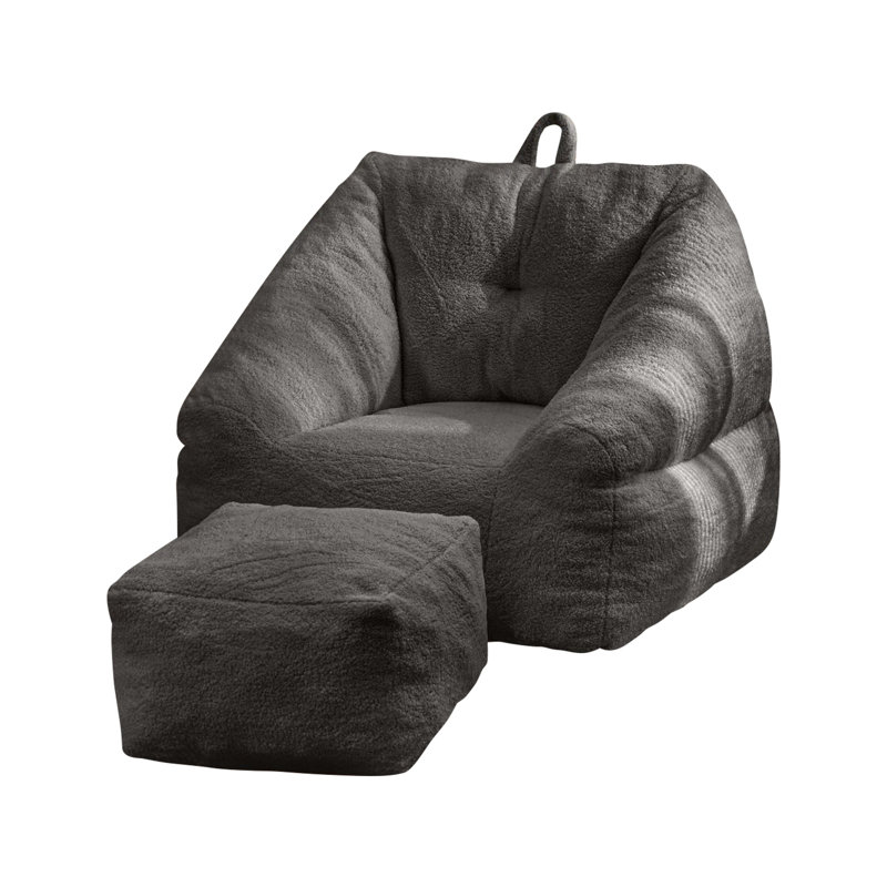 Big Beanbag Chair with Ottoman, Adult Bean Bag Chair with Filler for Living Room, Comfy Beanbag Chair for Adults with Filling