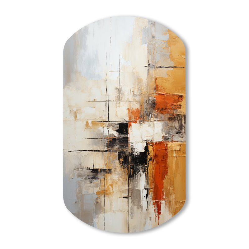 Orange Black Abstract Fractal Impressions - Fractals Cylinder Metal Wall Art, Orange Asymmetrical Metal Art Print