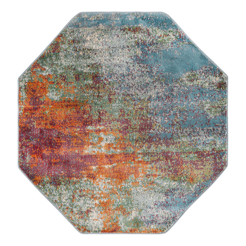 Haefner Abstract Indoor Rug, Octagon 4' x 4'