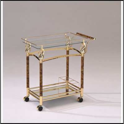 Clear Glass & Gold Plated Finish Serving Cart