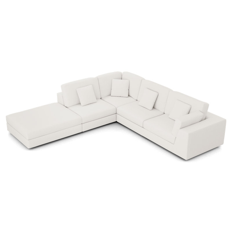 Perry Modular Sofa Set 02A In Chalk Fabric, Left Hand Facing, Chalk Fabric