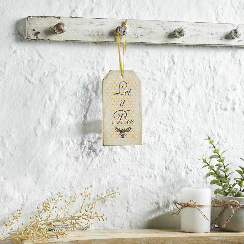 Ornement en MDF Buzzy Bees Let It Bee avec ruban 7 x 3,75 x 0,5