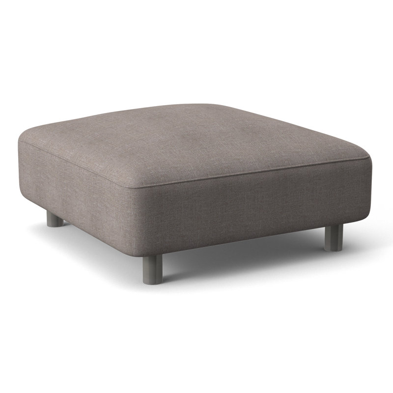 Avanni Outdoor Ottoman with Cushion, Light Grey Vinyl 6503-010, Silver