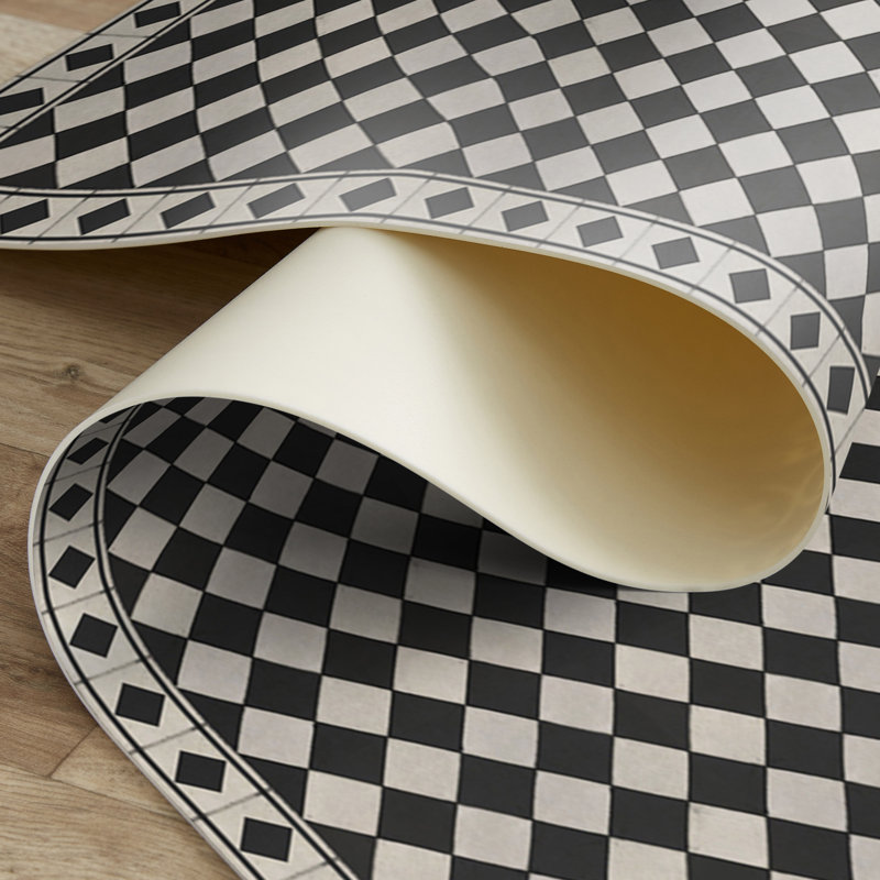 Chess Black Easy to Clean Vinyl Mat, Rectangle 2' x 4'