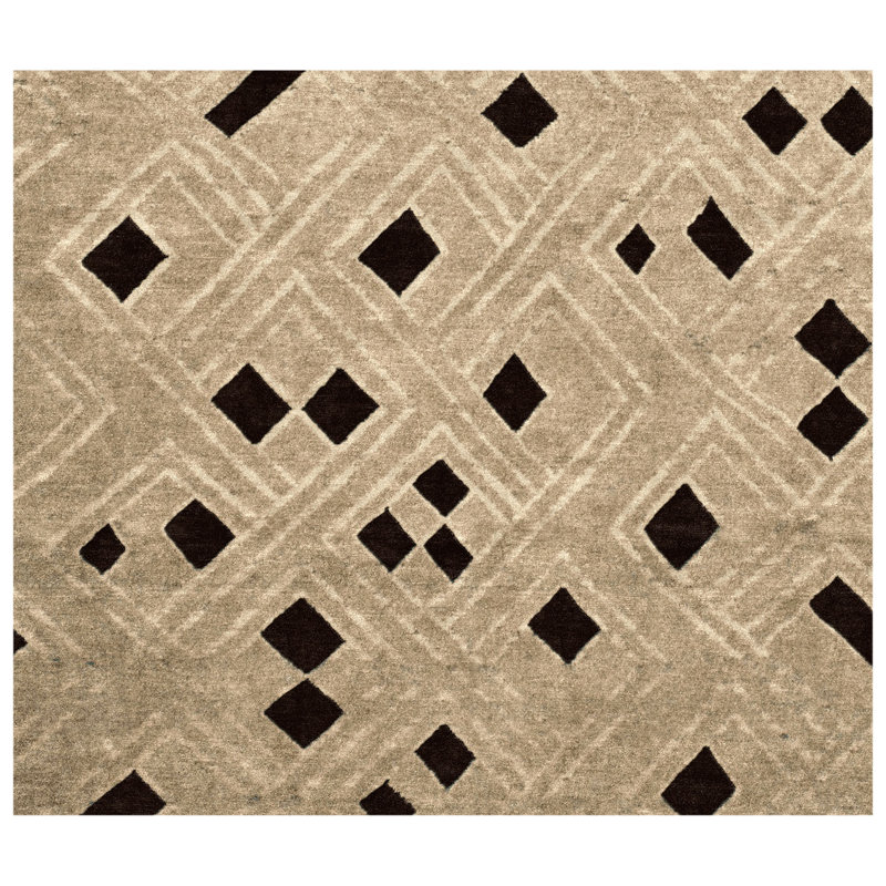Wool Geometric Area Rug, Rectangle 4' x 6'