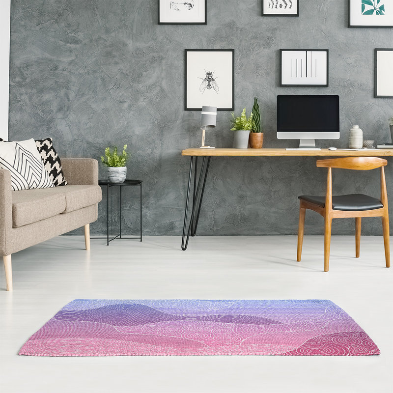 Tapis bleu/rose dégradé à la main, Rectangle 9 pi x 12 pi