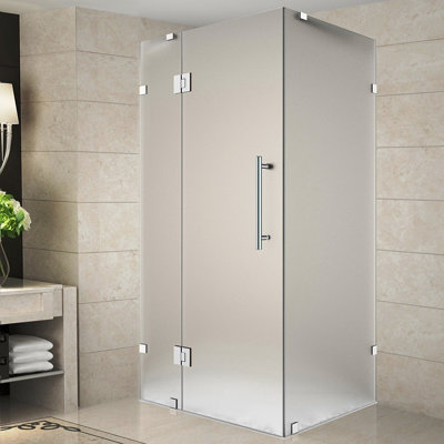 Avalux 33 in. W x 32 in. D x 72 in. H Frameless Shower Enclosure, Frosted Glass