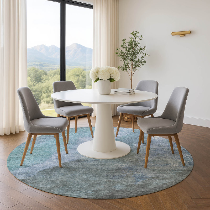 Premium Machine Washable Pirtle AMF1983 Abstract Rug, Round 8'