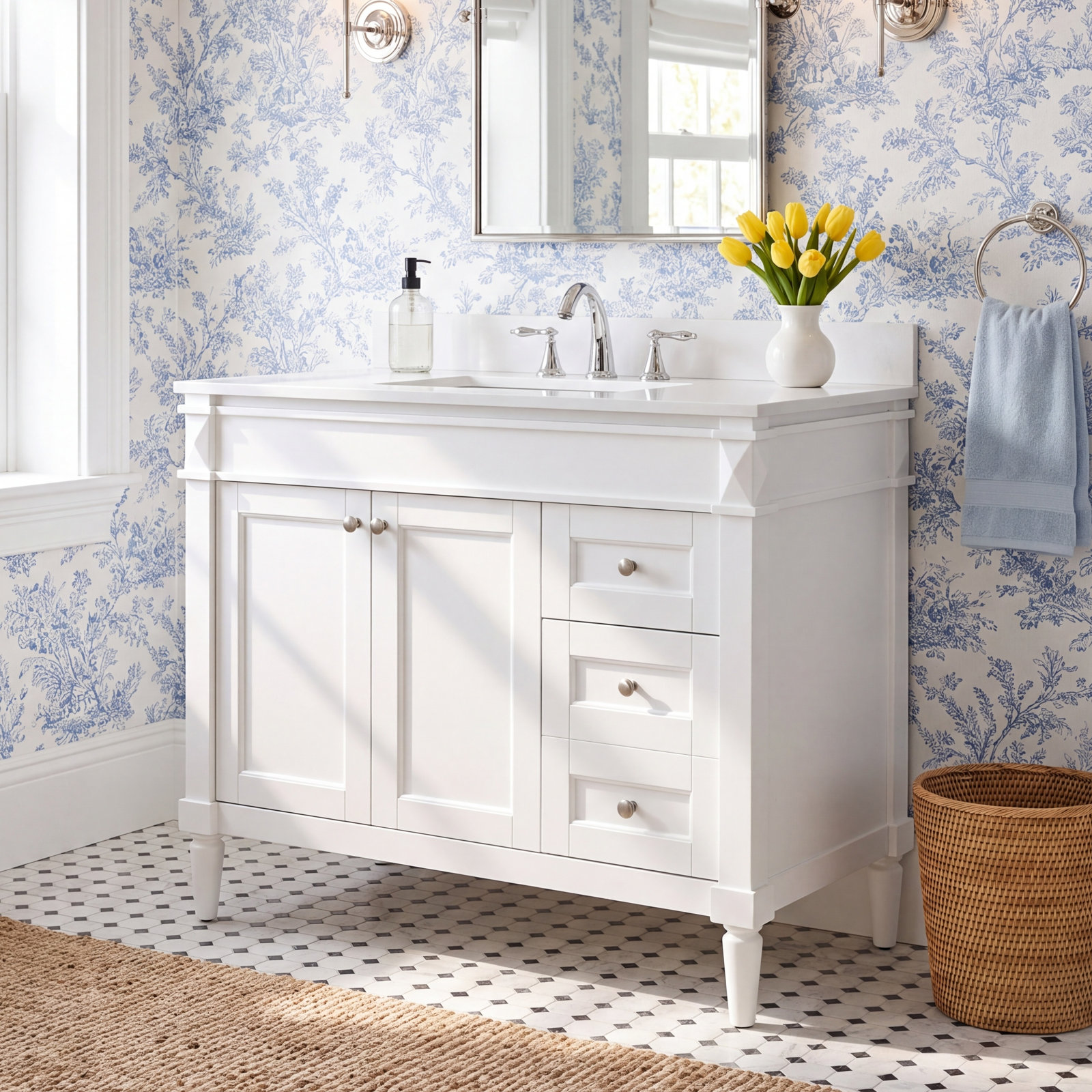 Readington Single Bathroom Vanity, White, 42"
