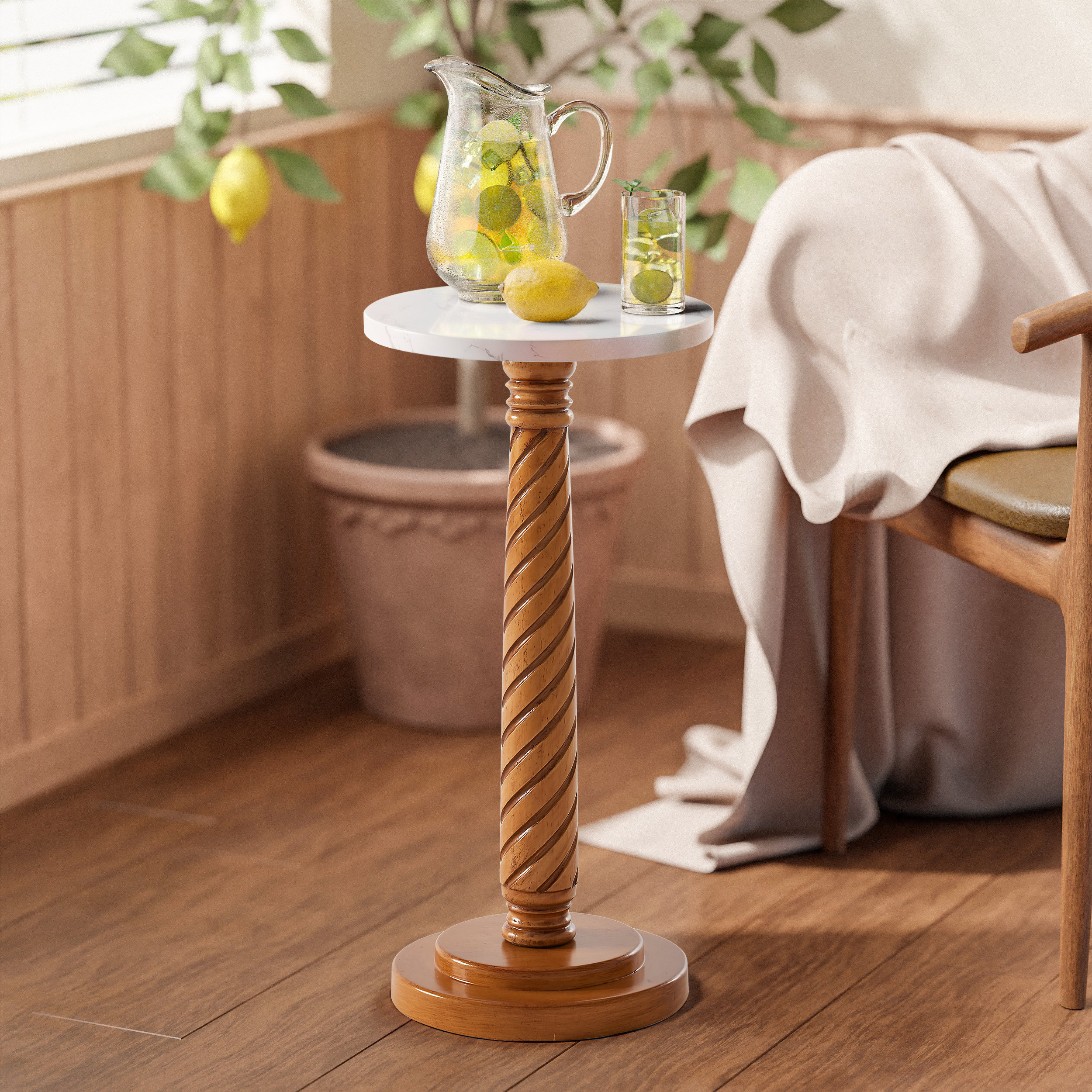 Charlton Home® Keerath Mid-Century Pedestal End Table, Accent Small Drinking Table & Reviews | Wayfair