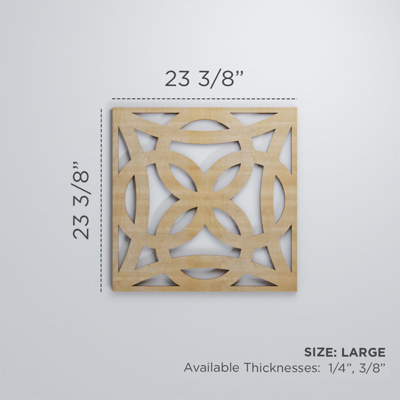 Baytown Decorative Fretwork Wood Wall Panels, Walnut, 23 3/8"H x 23 3/8"W x 3/8"D