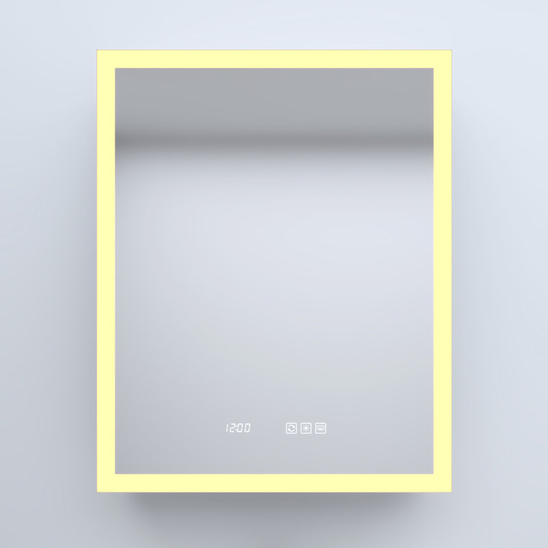 24 po Armoire à pharmacie rectangulaire en aluminium argenté encastré / à fixation en surface avec charnières silencieuses l 10 po x H 30 po, avec luminosité de 10% à 100%, fonction brouillard, tablettes réglables en verre trempé intégrées