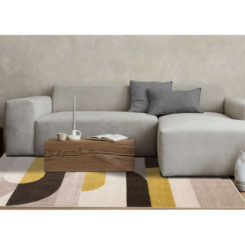 Tapis intérieur géométrique ton sur ton / gris uni de 5 pi x 8 pi (5 pi 3 po x 7 pi 7 po) Branch Branch