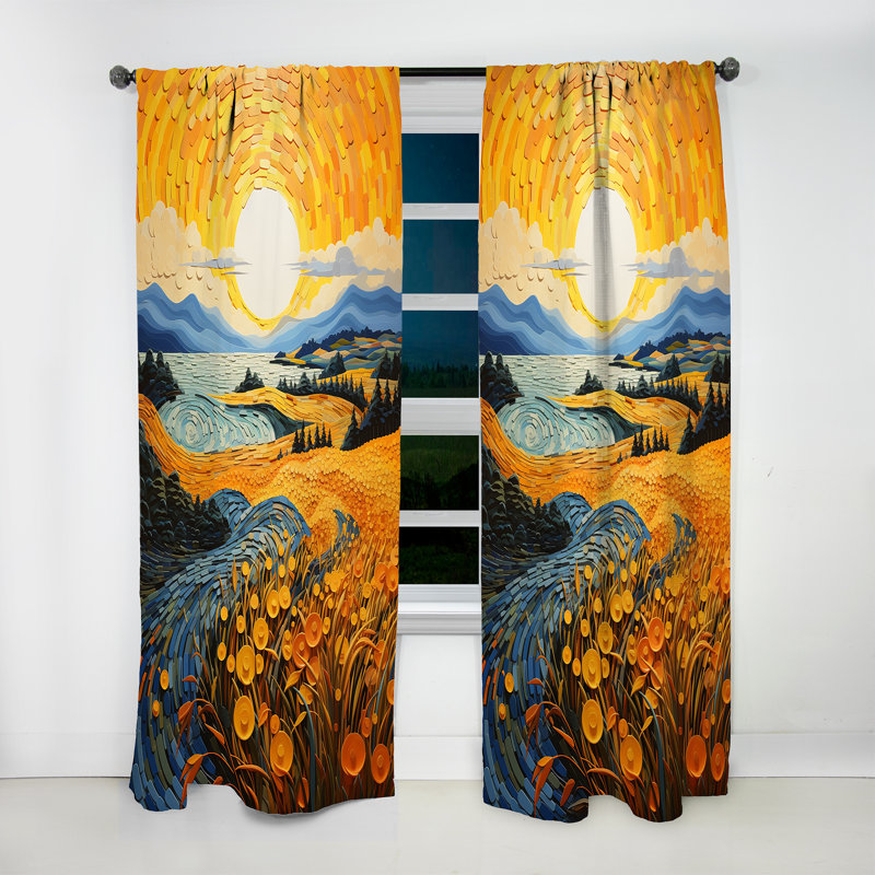 Vangogh Harvest Time In The Wheat Fields II - Rideau Vangogh - Velours obscurcissant - 1 panneau, L 52 po x L 108 po