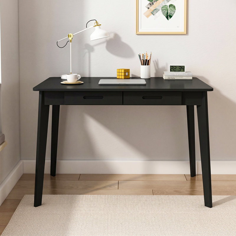 Bureau en bois Latwon, H 29,5 po x l 39,4 po x P 21,7 po, Noir / Noir