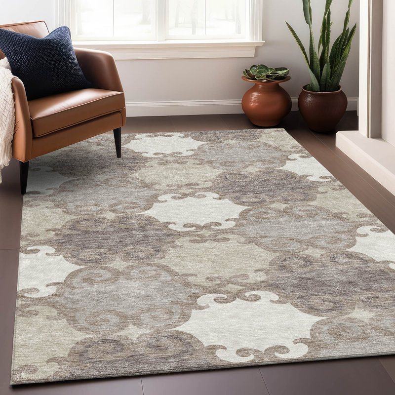 Malek Indoor/Outdoor Area Rug with Non-Slip Backing, Rectangle 2'6" x 3'10"