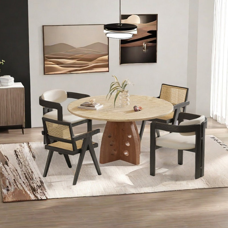Ensemble de table de salle à manger en pierre frittée perforée, H 29,53 po x L 51,18 po x l 51,18 po