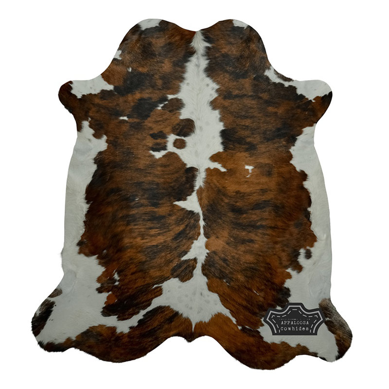 Handcrafted Medium Pile Black and Brown Cowhide Rug 5' x 7'