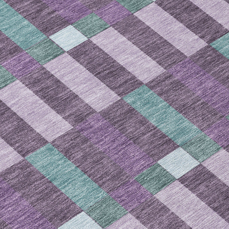 Tapis géométrique intérieur / extérieur lavable à la machine Chantille ACN2548, Prune, 8 pi x 10 pi