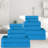 12-Piece Solid Highly Absorbent  and Checkered Border Cotton Towel Set-74881053