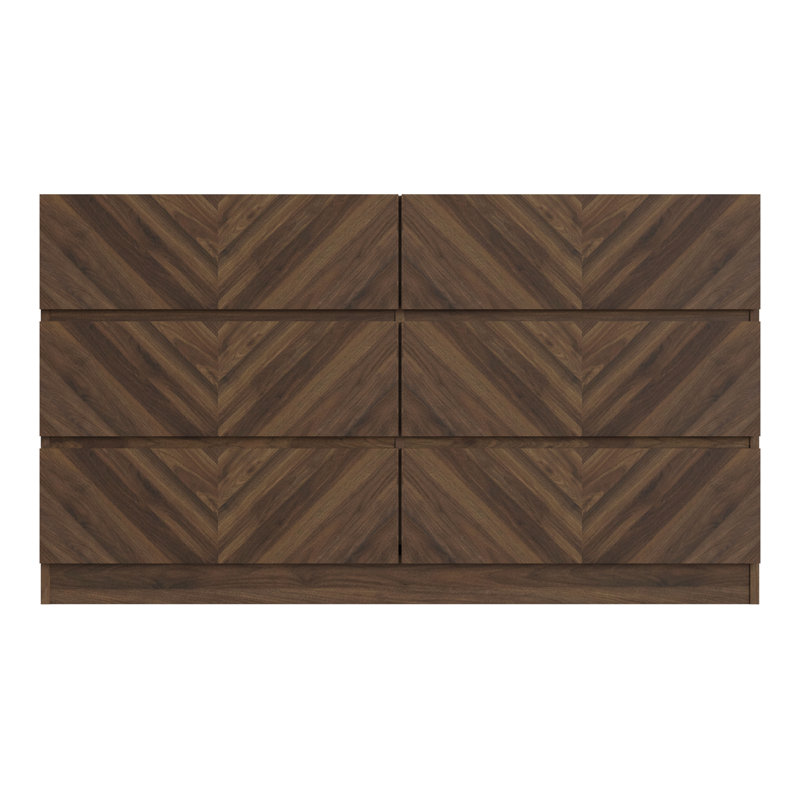 120 cm W Chest of 6 Drawers, Walnut