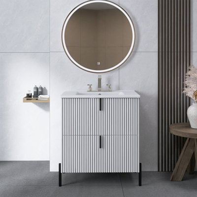 Meuble-lavabo autoportant de 30 po avec lavabo en céramique